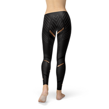 Load image into Gallery viewer, Womens Sports Stripes Black Leggings